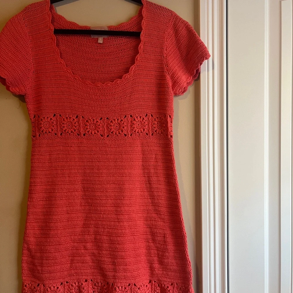 Show Me Your MuMu Coral Crochet Mini Dress - Picture 2 of 9